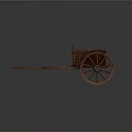 Vintage Wooden Handcart With Large Spoked Wheels Wooden Frame And Shafts