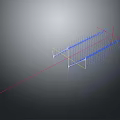 3D Structural Framework Model With Red Blue Yellow Lines And Geometric Nodes