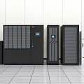 Modern Black Server Racks With Various Computer Equipment In Data Center 3d model