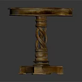 Classic Round Wooden Table With Twisted Pedestal Base And Solid Wood Top