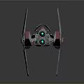 3D Model Fighter Jet With Unique Angled Wings Silver Body And Pink Components 3d model