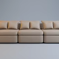 Comfortable Modern Beige Fabric Three Seater Sofa With Soft Cushions 3d model