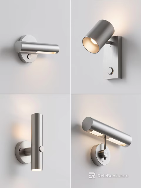 Modern Minimalist Metal Wall Light Design With Cylindrical Shape And Lighting 3d model