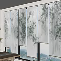Elegant Bamboo Pattern Sheer Curtain with Light Filtering for Modern Window in Living Space Decoration