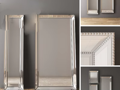 Silver Framed Mirrors With Various Styles For Interior Decoration And Home Decor 3d model