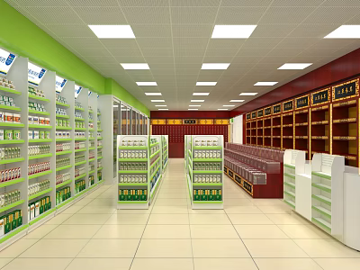 Modern Specialty Store Interior Design With Organized Shelves Products And Bright Lighting 3d model