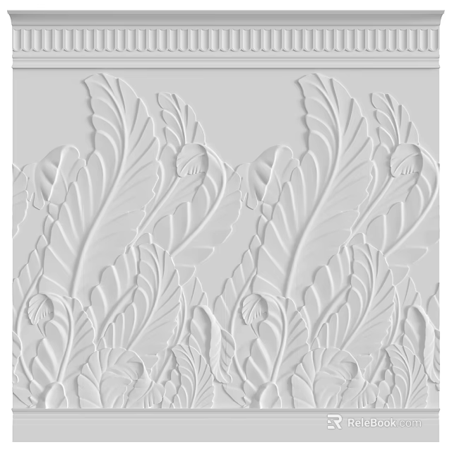 Intricate Detailed Leaf Plant Carved Relief Pattern Decorative Component 3d model 