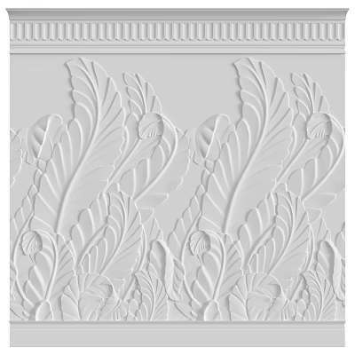 Intricate Detailed Leaf Plant Carved Relief Pattern Decorative Component 3d model