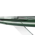 Round Glass Top Dining Table With Modern Metal Base And Sleek Design