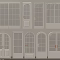 White Interior Hinged Doors With Various Designs Including Arched Top And Glass Panels