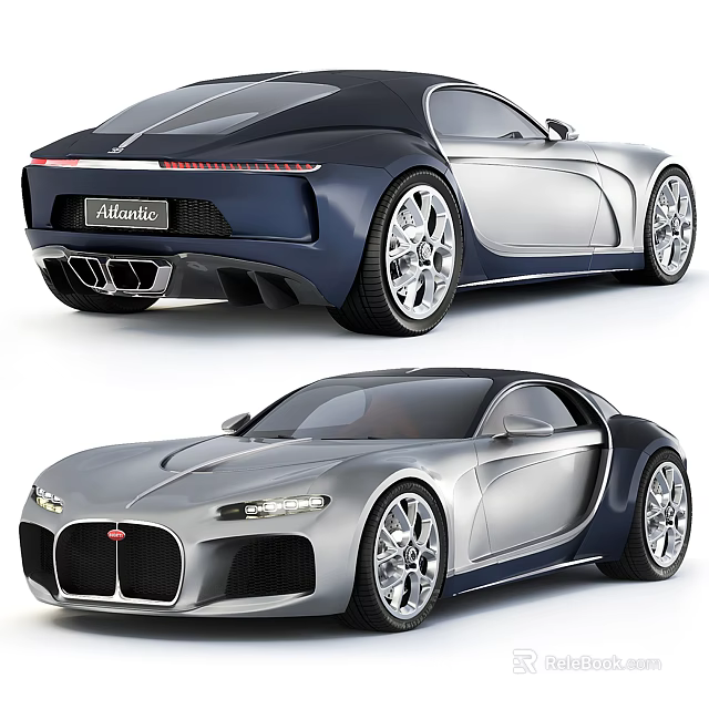 Stylish Bugatti Atlantic Inspired Sports Cars Design 3d model 