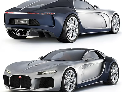 Stylish Bugatti Atlantic Inspired Sports Cars Design 3d model