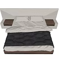 Modern Double Bed With LED Headboard Wooden Frame And Comfortable Mattress