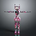 Pink And Black Humanoid Robot With Mechanical Structure And Extended Arms