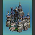 Ancient Architecture Castle Featuring Multiple Towers Spires And Ornate Stone Design 3d model