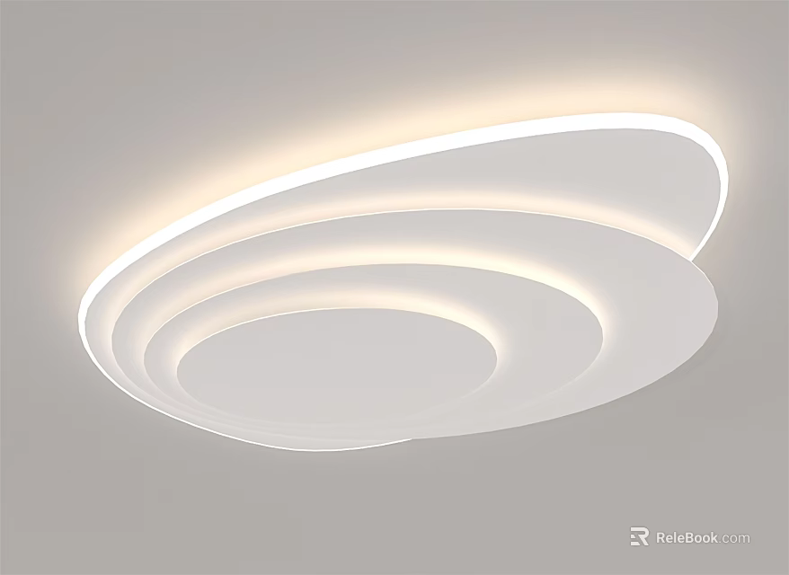 Modern Minimalist Ceiling Light with Circular Layered Design and Soft Illumination 3d model 