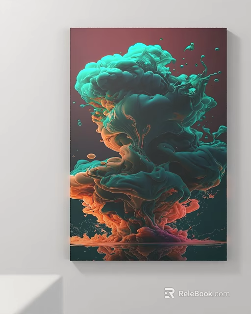 Colorful Smoke Like Abstract Art With Vibrant Green Orange And Red Flows 3d model 