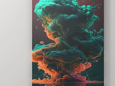 Colorful Smoke Like Abstract Art With Vibrant Green Orange And Red Flows 3d model