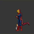 Iron Man Captain Marvel And Child With Captain America Shield Running Together
