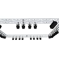 Downlights And Spotlights Installed On Metal Truss Frame For Stage Lighting Setup