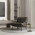 Dark Green Leather Accent Chair In Modern Living Room With Side Table And Floor Lamp