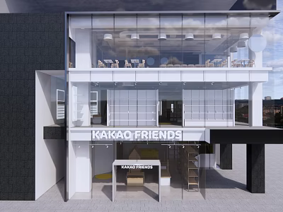 Coffee shop door facade SU model 3d model