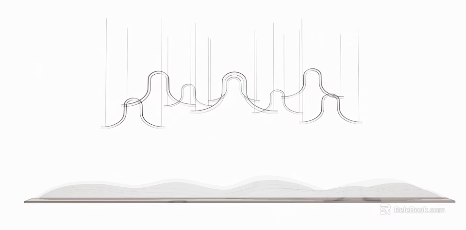 Abstract Line Drawing With Continuous Wavy Curves And Minimal Background 3d model