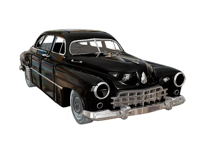 Vintage Black Classic Car With Chrome Grille And Retro Headlights Design 3d model