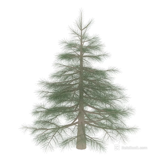 Lush Tall Pine Tree With Green Needles And Thick Trunk Branches 3d model 