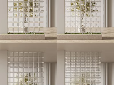 Stylish Modern Interior Glass Partition With Grid Design And Decorative Elements 3d model