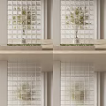 Stylish Modern Interior Glass Partition With Grid Design And Decorative Elements
