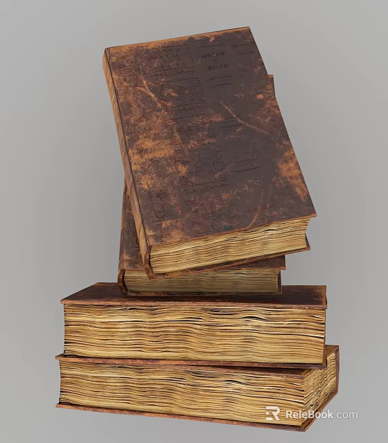Elegant Vintage Stacked Books Decorative Ornament Set For Home 3d model 