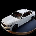White Luxury Sedan With Modern Design Parked On Circular Display Platform 3d model