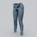 Slim Fit Blue Denim Jeans With High Waist And Front Pockets Design