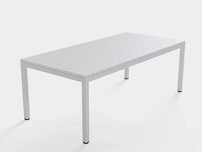 White Outdoor Chair with Striped Surface and Sturdy Metal Legs for Garden Patio Use 3d model