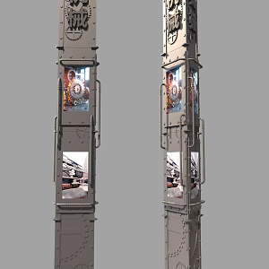 Industrial wind spirit fortress mechanical wind pillar billboard mechanical signal tower iron tower 3d model