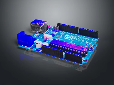 Detailed Arduino Uno R3 Circuit Board With Electronic Components Digital Ports And Microcontroller 3d model
