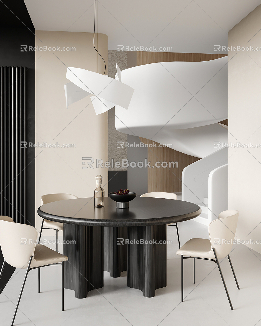 Modern Restaurant Dining Table and Chair Combination Table Ornaments 3d model