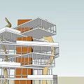 Modern Spiral Tower with Multiple Floors and Glass Balconies Architectural Design and Urban Skyline View