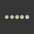 Flower Shaped Decorative Ornament Set With Yellow And Silver Bases And Transparent Crystal Decorations