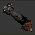 Detailed Brown Poodle Sculpture With Curly Fur And Standing Posture On Dark Background