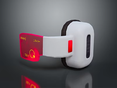 Futuristic Sci Fi Device Design With White Body Red Glowing Panel And Display Screen 3d model
