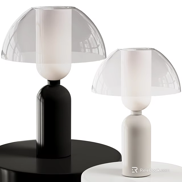 Modern Minimalist Table Lamps with Black and White Bases Transparent Glass Shades and Sleek Design 3d model 