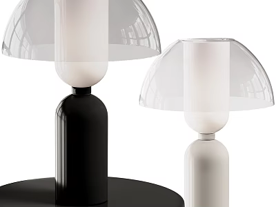 Modern Minimalist Table Lamps with Black and White Bases Transparent Glass Shades and Sleek Design 3d model