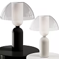Modern Minimalist Table Lamps with Black and White Bases Transparent Glass Shades and Sleek Design