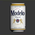 Modelo Imperial Lager Expended Beer Can With White Label Lion Crest And Golden Top Design