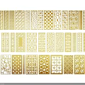 Golden Photo Frames with Intricate Laser Cut Patterns and Decorative Designs 3d model