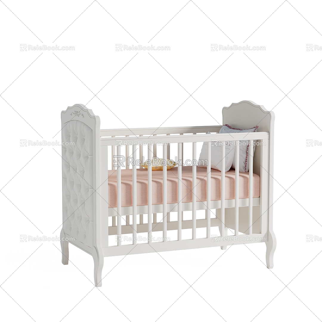 Jane Europe crib children crib guardrail bed 3d model