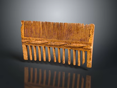 Traditional Handcrafted Wooden Comb With Intricate Carved Patterns And Classic Design 3d model