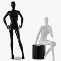 Commercial Mannequins Black Standing and White Sitting Models for Retail Display Equipment